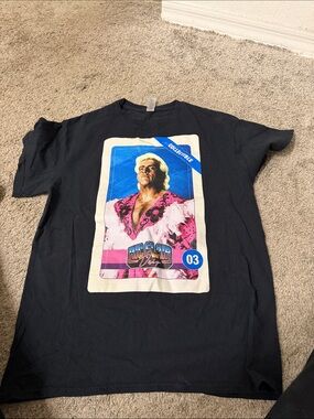 Black Graphic Men's T‑Shirt with Pink Portrait Design
